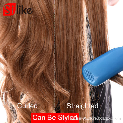 Wholesale Soft Long 24 inch Brown Black Heat Resistant Fiber Wavy Clip in Hair Extension One Piece Synthetic Hair Extensions